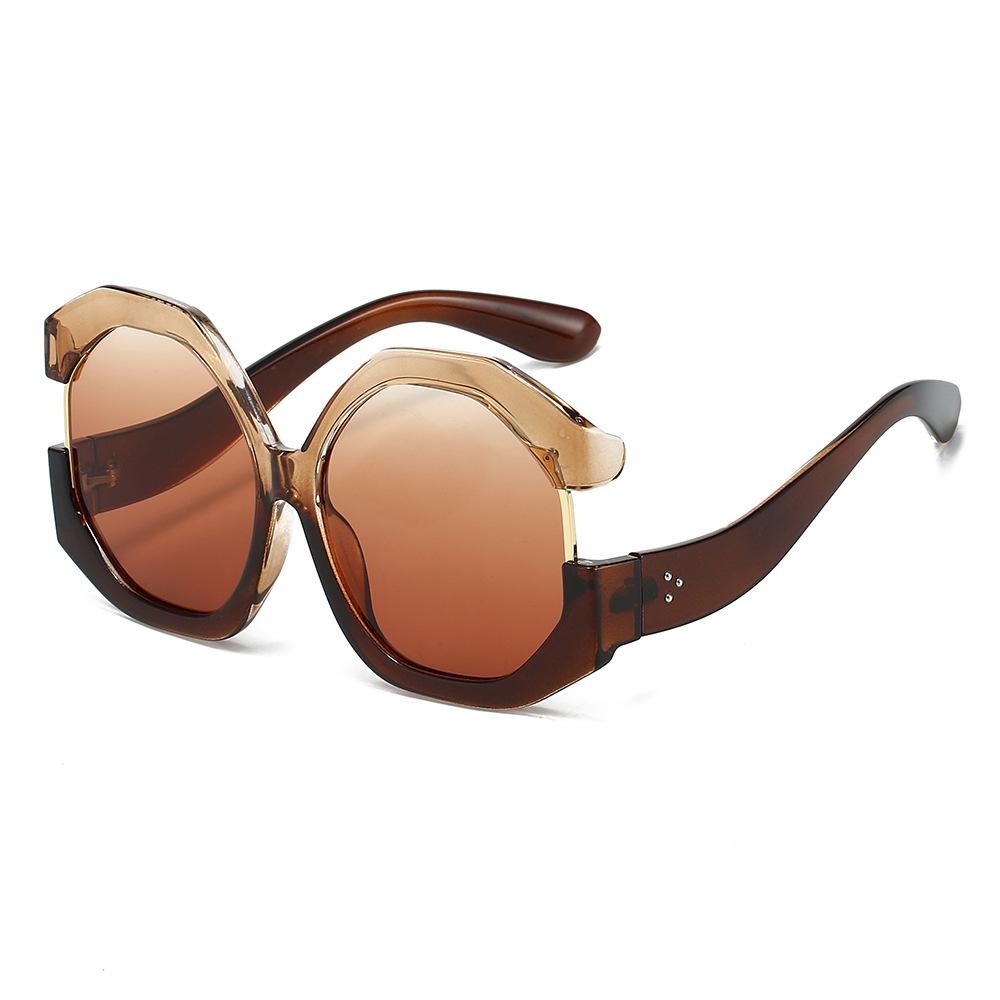 Fashionable Hip Hop Sunglasses for Women Men Stylish One-Piece Metal Shades Outdoor Sun Protection High-End Look
