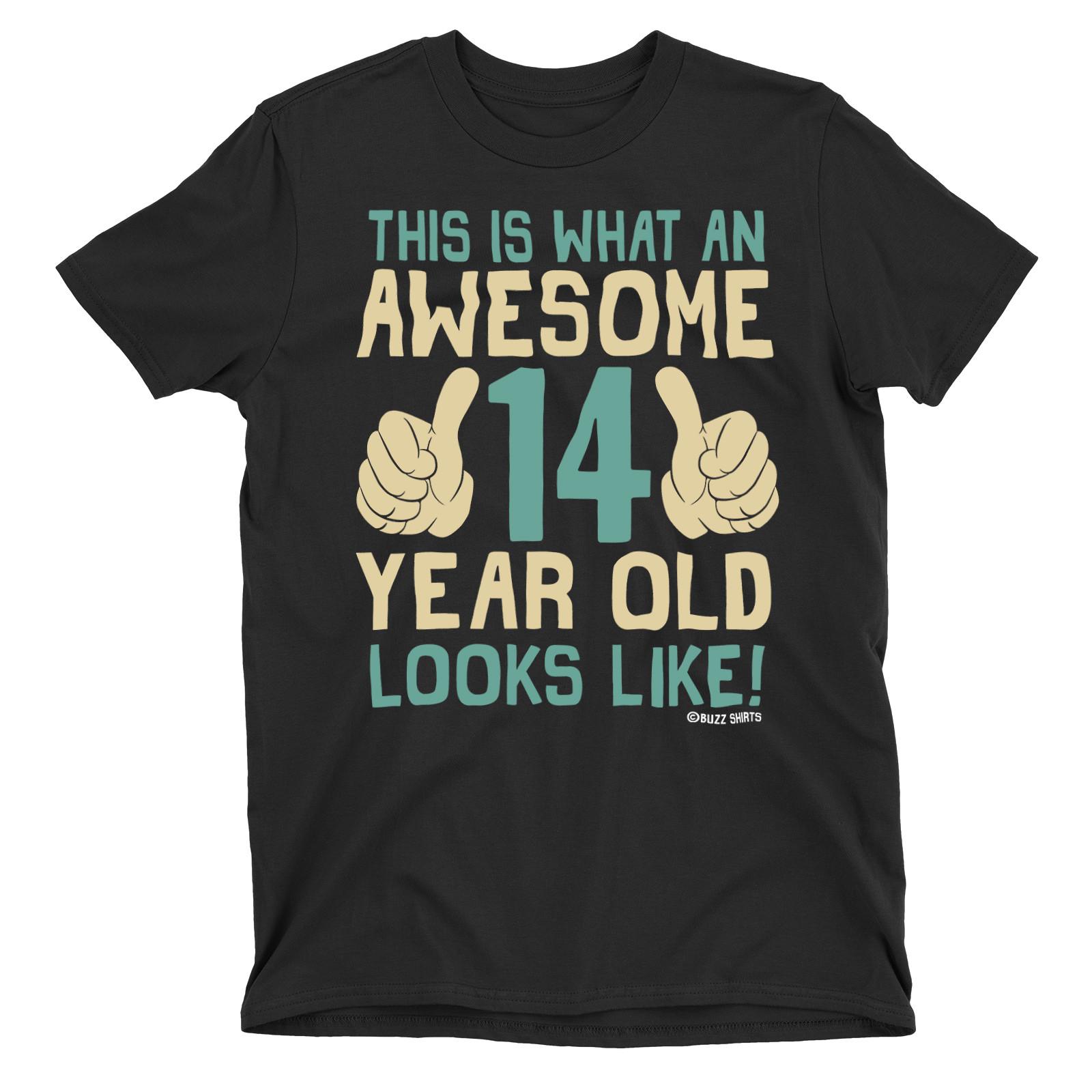 Teenager Boy Girls 14th Birthday T-Shirt Mens Womens Tees Top Teen AWESOME 14 Year Old Gift XL