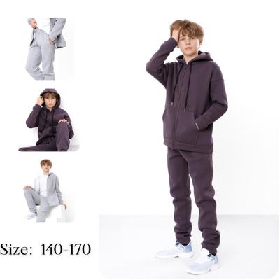 Boys' Teen Warm Set – Solid Color Zip Hoodie & Comfortable Jogger Pants, Winter 6421-025 HC
