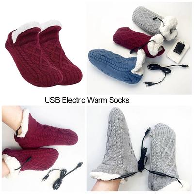 Fast Heating USB Heated Socks 5V Electric Heated Socks Soft Feet Warmer Home