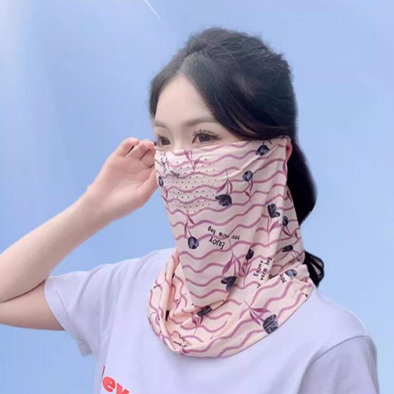 Breathable Soft Ice Silk Uv Sun Protection Face Mask Adjustable Summer Outdoor Activities Unisex Face Scarf