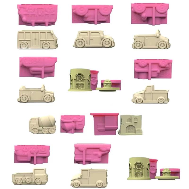 Small Motorcar Gypsum Flower Pot Silicone Mold Epoxy Resin Casting Mold Succulent Vase Cement Clay Mold Pen Holder Mold