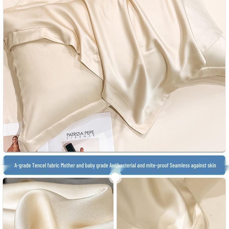 Set di Due Federe in Seta Tencel - Colore Unito per Uso Domestico o in Dormitorio