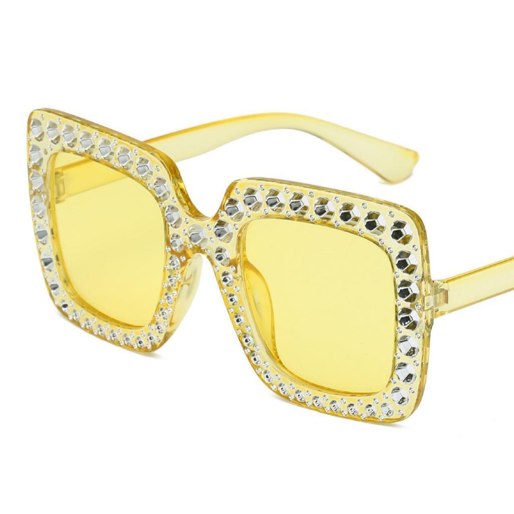 Starry Sky Sunglasses With Diamond Accents, Large Frame Glasses, Square Sunglasses, Street Style Trendy Personalized Sunglasses For Women
