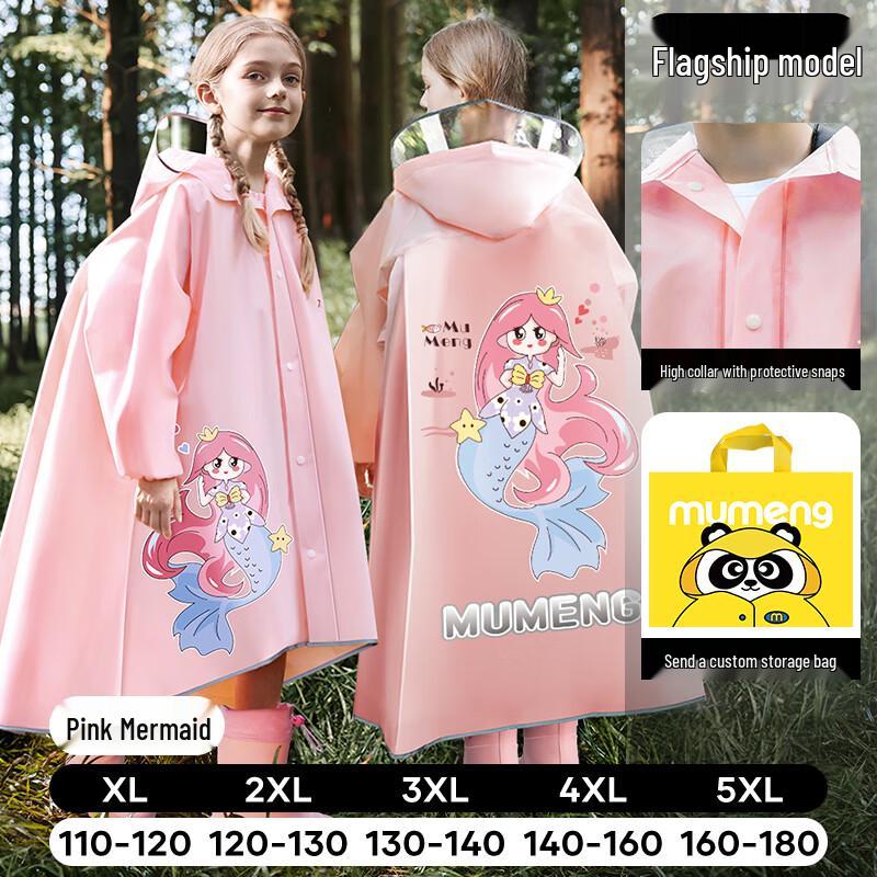 MUMENG Kids Raincoat with Backpack Slot 2XL (120-130cm)