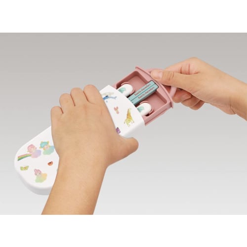 Skater Children's Antibacterial Slide Trio Set Lunch Box Chopsticks Spoon Fork Sanrio Characters X Akiko Obuchi Girls Made In Japan TACC2AG-A