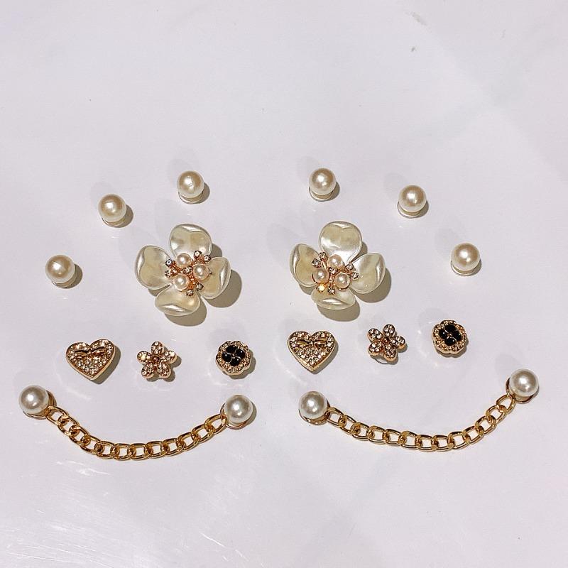 

Набор модных шармов для обуви Аксессуары Пряжка для обуви с отверстиями Летняя цепочка с четырехлистным цветком Жемчуг DIY Украшения для обуви для Bogg Bag