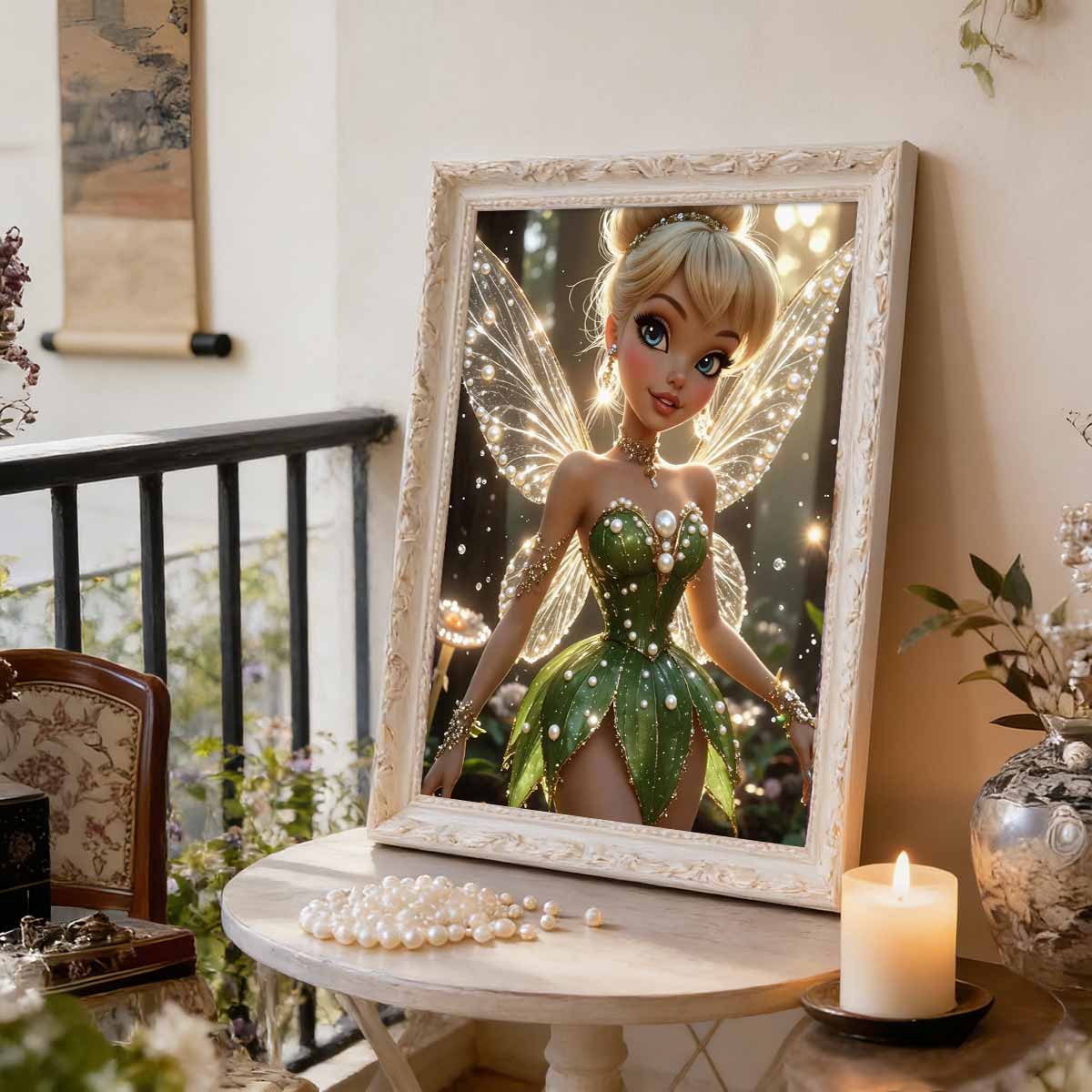 Disney Magical Fairy Wall Decorations Artificial Pearl Canvas Decor Set 5D Artificial Pearl Puzzle Embroidery Home Decor Handmade Gift