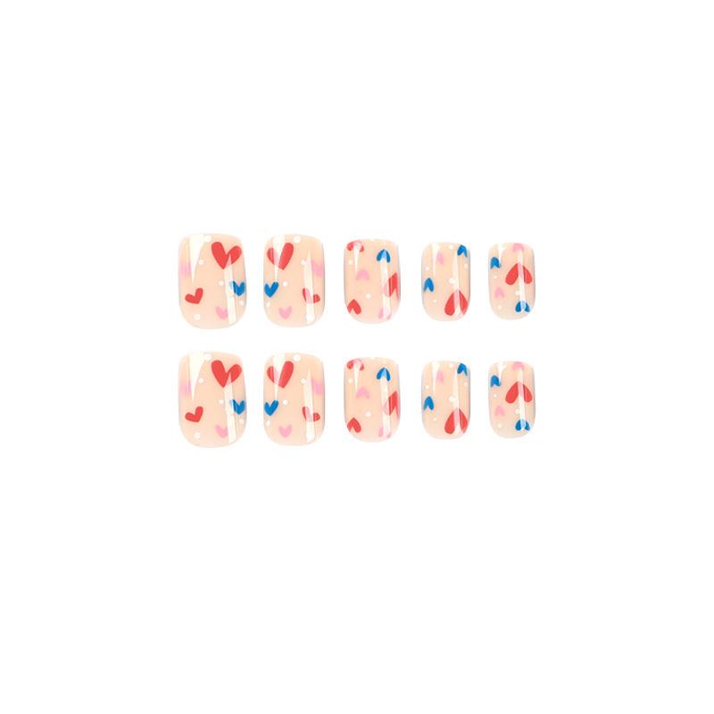 Valentine's Day Red & Blue Heart Press-On Nail Stickers