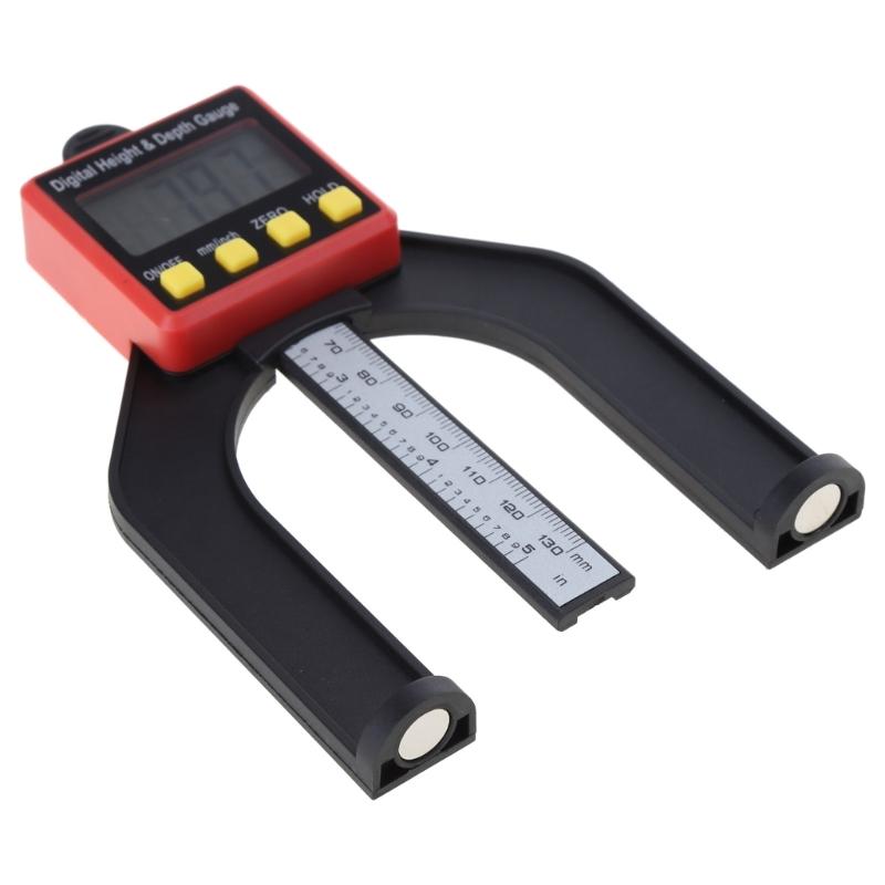 Portable Digital Height Gauge Table Saw Depth Measuring Ruler, Router Depth Gauge Saw Table Thickness Gauge LCD Height