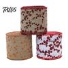 Red Berry Print Fabric Ribbon Christmas Ribbon, 2.2 Yards Imitation Linen 2.5 Inch Wide Holiday Theme Gift Box Packaging for DIY Wreath Bows