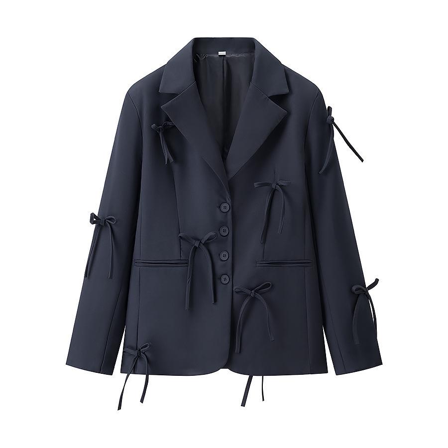 Elegant European & American Style Women's Casual Bow Suit Jacket