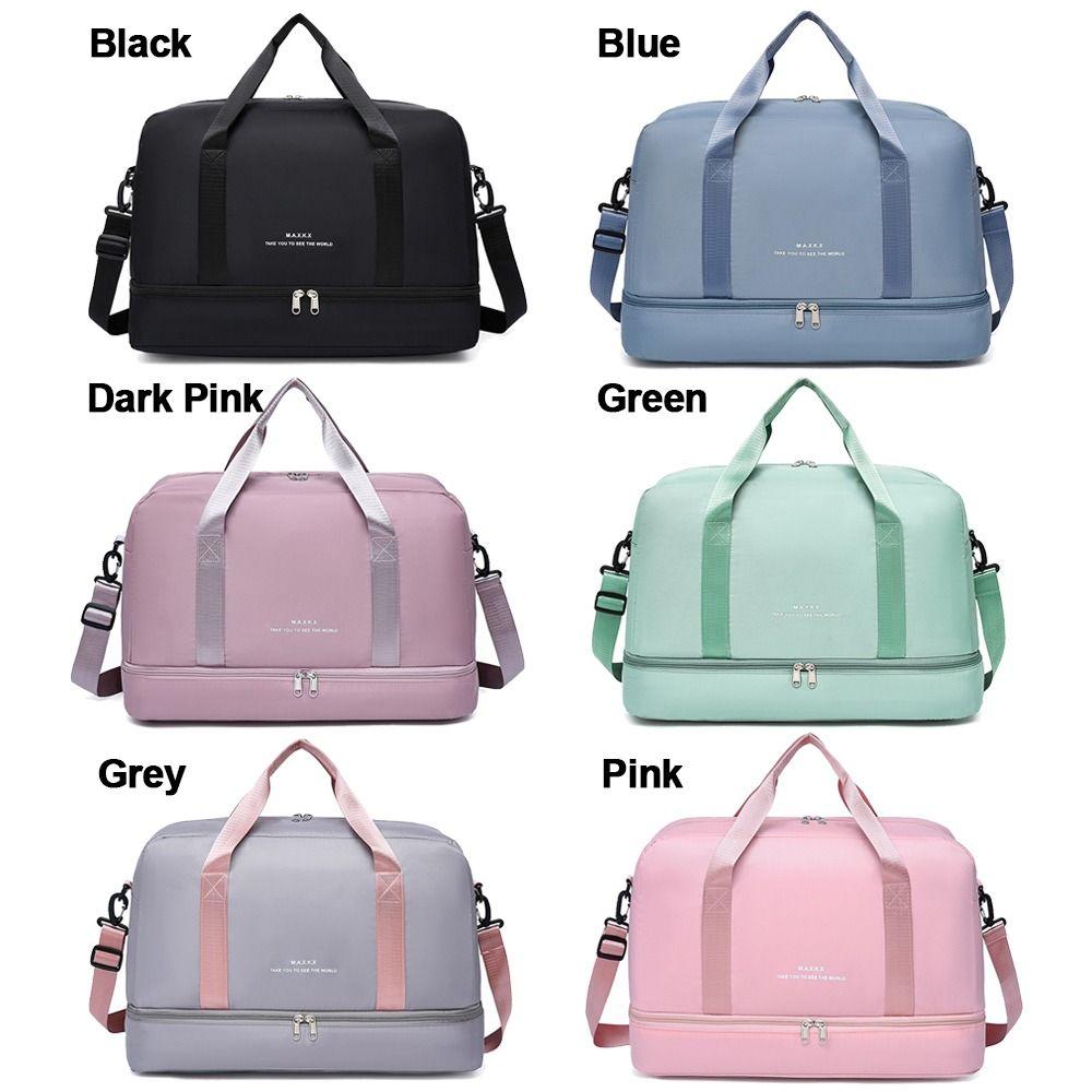 Large Capacity Sports Bag Adjustable Shoulder Strap Dry and Wet Gym Bag Multifunctional Solid Color Duffle Bag Weekend Use