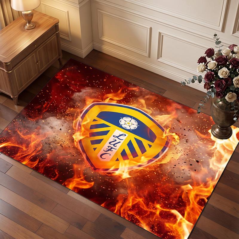 Tappeto in Velluto di Cristallo con Stampa del Leeds United Football, Comodo Assorbente d'Acqua Antiscivolo Tappeto per Pavimenti Interni