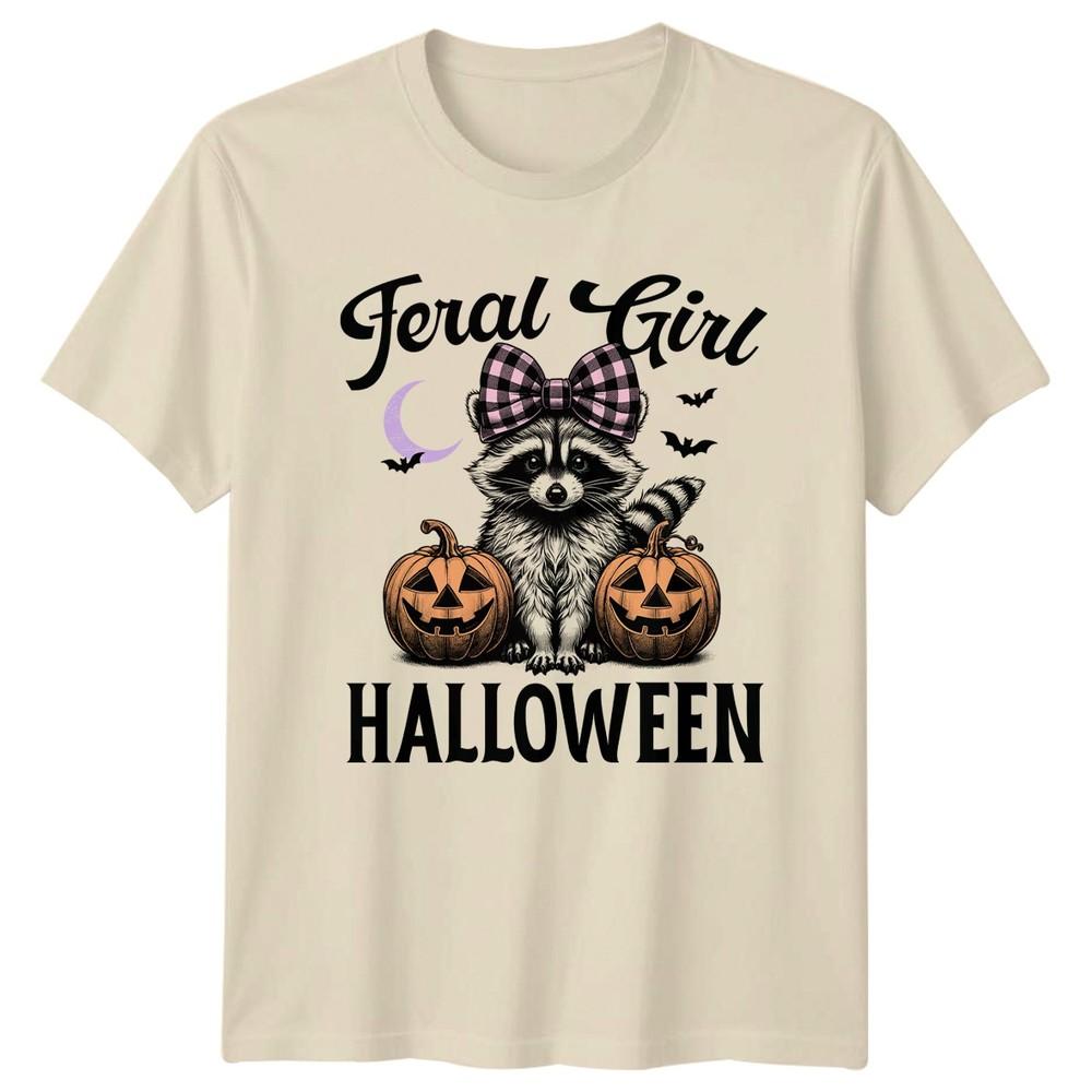 Feral Girl Halloween Unisexs TShirt Raccoon Halloween Halloween Gift For Her