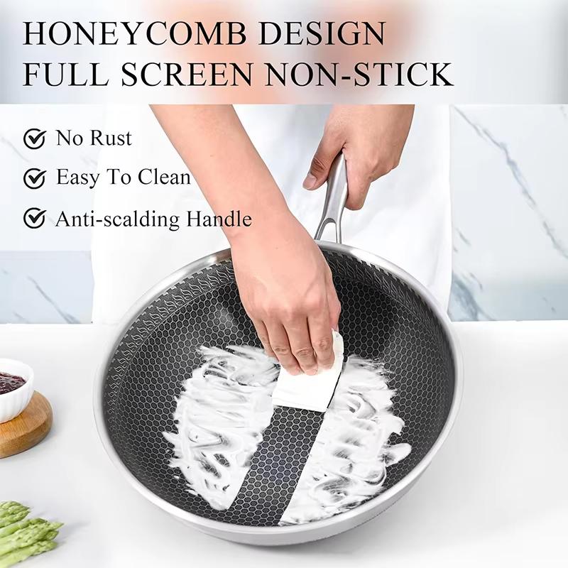 Nonstick Wok Pan Honeycomb Hybrid Woks Stir-fry Pans Nonstick Stir Frying Pan Non Toxic Cooking Pan Compatible with All Cooktops