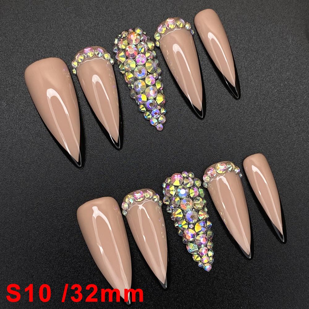 Glossy Hand Paint Thickness Acrylic Handmade Nail Sets 10PCS Multicolor Luxurious Gorgeous UV Gel Carved Artificial Manicure Art