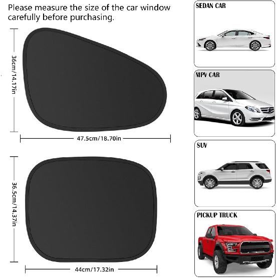 4PCS Car Window Shade, Automobile Sunshade, Car Sun Blocker, Static Suction Car Window Sunshade, 99% Sun-Blocking Rate, Front And Rear Window