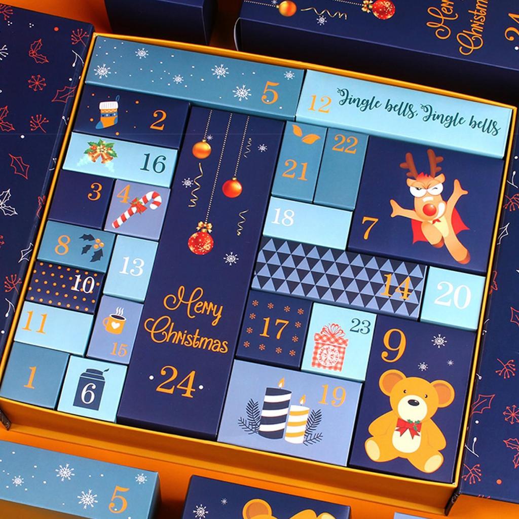 DIY Christmas Fillable Advent Calendar 24 Days Reusable Empty Package Wrap Advent Countdown Calendar Empty Boxes Xmas Gifts