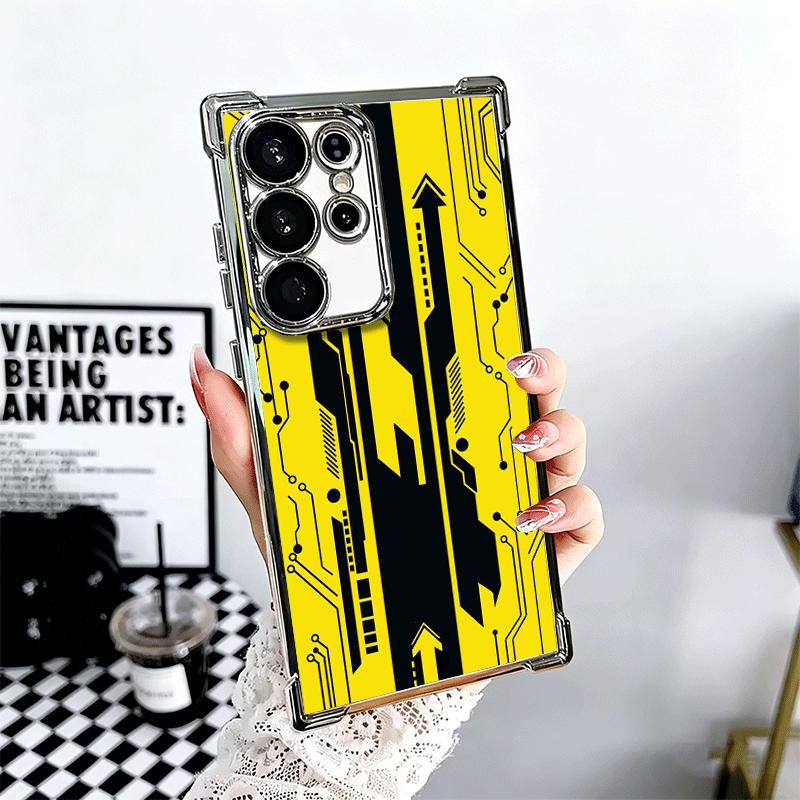 Cyberpunk Aesthetics Plating Phone Case For Samsung Galaxy S24 S25 FE S26 Edge S23 Ultra S22 S21 Plus S20 Anti-Fall Airabag Cove