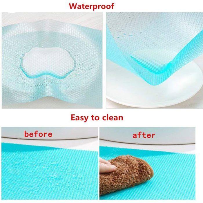 Tapis réfrigérateur lavables, lot de 9, transparents, pour étagères, tiroirs, tables, 3 rouges, 3 verts, 3 bleus, robustes