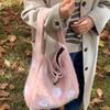 Large Capacity Plush Tote Bag Soft Polyester Lining Floral Handle Bag Underarm Bag  Ladies Purse