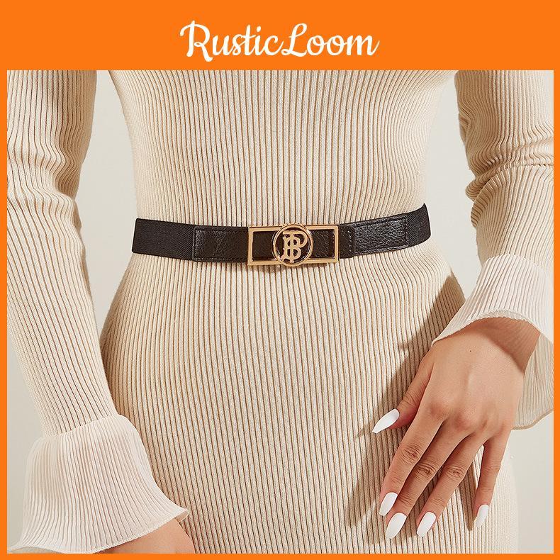 Fashion Women's Elastic Waist Belt Metal Buckle Decorative Dress Suit Waist Seal Autumn And Winter Black Stock