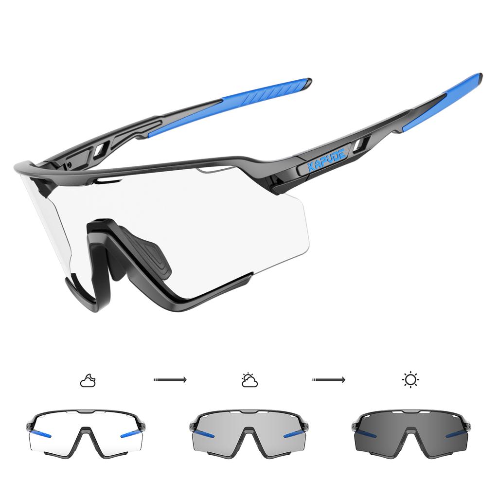 Kapvoe Photochromic Hiking Eyewear Cycling Glasses Sunglasses for Men Silver Lens Multi Color Women Bike Outdoor Riding Running