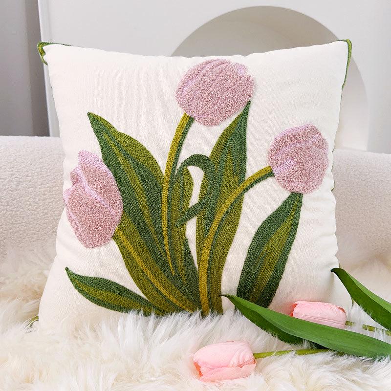 

Подушка «Розовый тюльпан» в стиле «Нордик»: Подушка из чистого хлопка для дивана, гостиной или прикроватной тумбочки Pillowcase Only 45x45