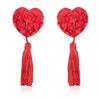 Nipple Covers with Lace and Red Floral Pattern