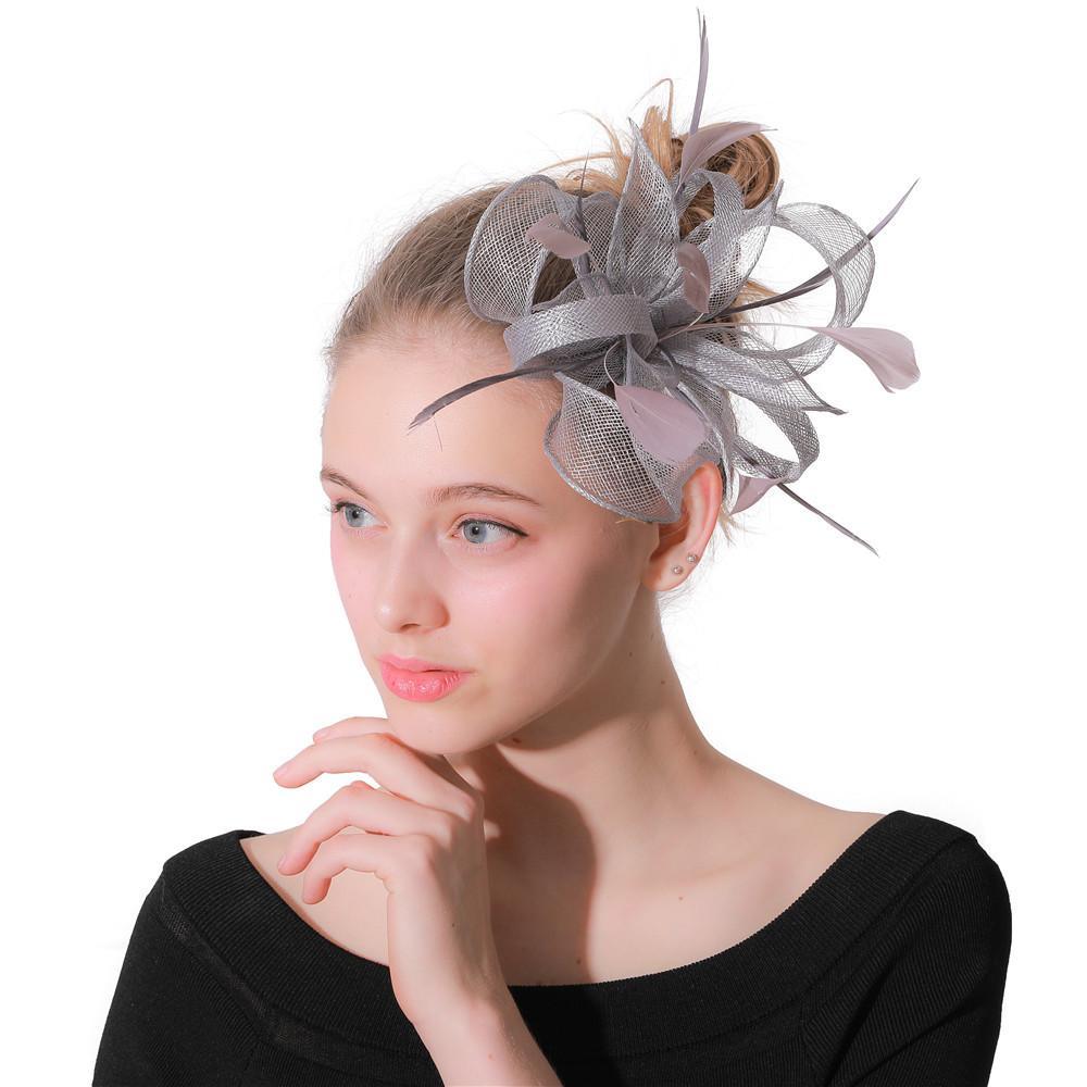 

Popular Silver Gray Hemp Top Hat Bridal Headgear Photo Wedding Photography серый