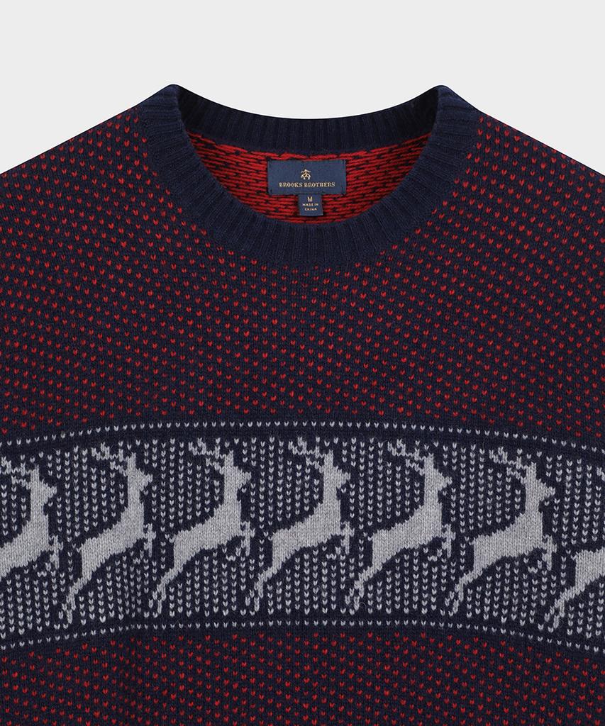 BROOKS BROTHERS Dear Chest Stripe Sweater (Burgundy) (Bbwrmf4555Eew)