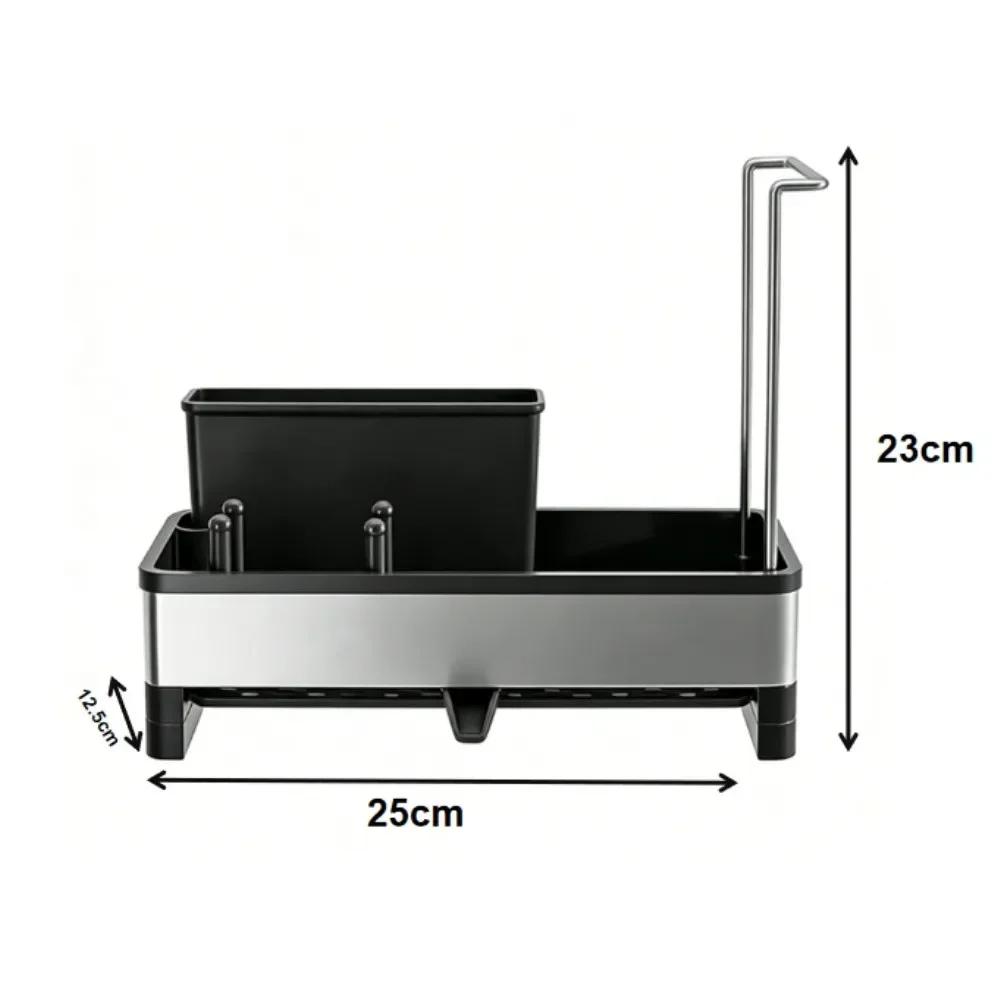 Countertop Storage Rack Space-Saving Stainless Steel Kitchen Sink Organizer Efficient Drainage Multi-functional Storage Tool