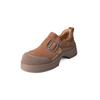 New women's casual single shoes thick-soled non-slip cashmere women's shoes solid color large size shoes four seasons wear round head single shoes wo