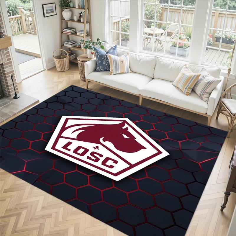 LOSC Lille FC Design Crystal Velvet Carpet Cozy Non?Slip Printed Rug For Bedroom Living Room Entrance