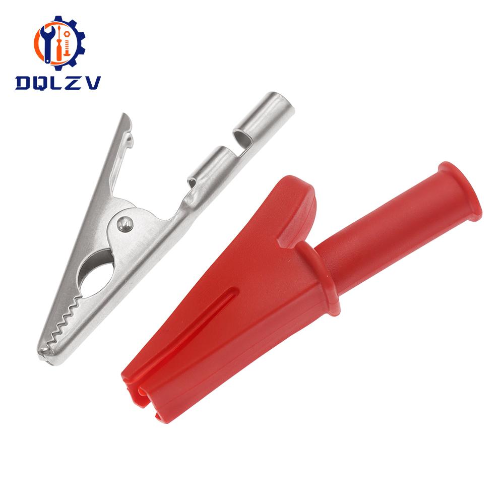 5PCS 30A 1000V Plastic Opening 10MM Round Handle Crocodile Test Adapter Clip Probe Pen Test Alligator 4mm Banana Plug Insulated