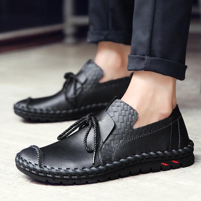 

Men s Casual Low-cut Handmade Shoe Fashion New Outdoor Minimalist Men s Leather Shoes Plus Size 38 чорний