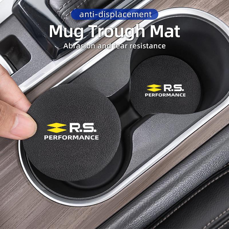 Car Coaster Carbon Mug Drinking Pad Cup Non-Slip Mat Accessories For Renault Koleos Kadjar Scenic Megane Sandero Grand Sill AA17
