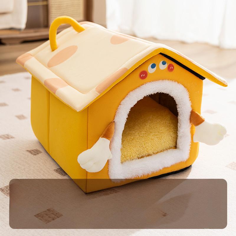 

Новый домик из сырного печенья, осенне-зимний теплый закрытый домик для собак, домик для сна для маленьких собак, домик для кошек, домик для домашних животных S 40*32*32cm