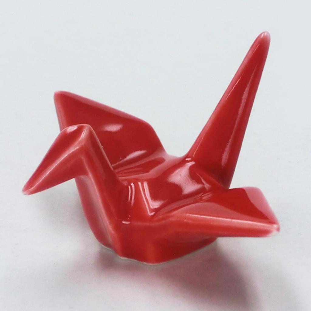 Mino Ware Chopstick Rest Chopsticks Red and Pair Crane and Wooden Perfect Made In Crane-Shaped (Approx. 5x6cm) & (22.5cm), White, Set, "Senjumankame"