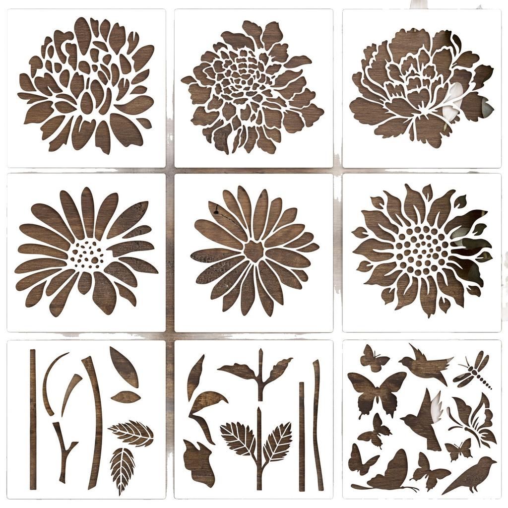 30cm, Bloementhema, Schablone, Handaccount Spuitverf, Kleurplaat, Muurschildering, Muur PET Uitgesneden Schablone, Handmatig Gekopieerd Tekenbord