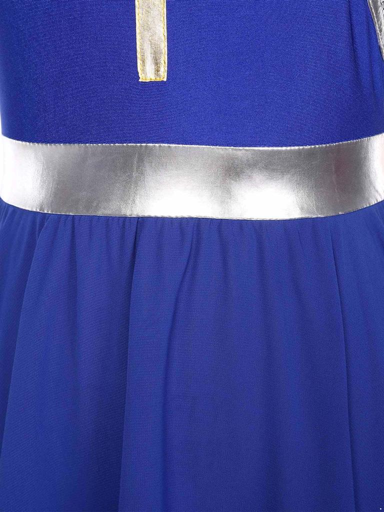 Womens Liturgical Dance Dress Metallic Shiny Cross Sequins Sleeveless Color Block Patchwork Irregular Hem Performance Gown