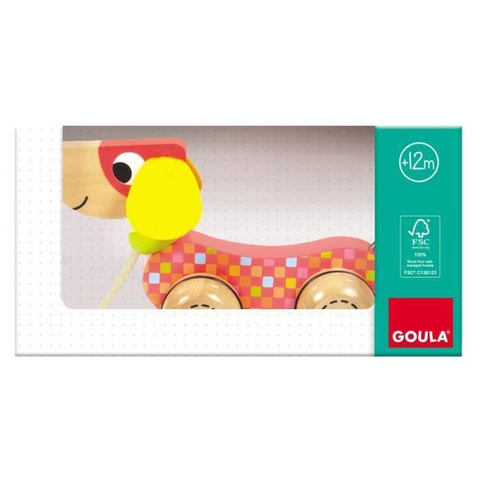 Jouet à tirer - Goula - Chien en bois - Apprentissage des couleurs - Jeux de locomotion