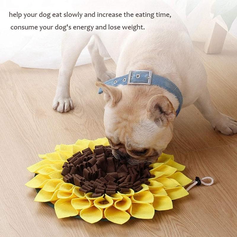 Dog Snuffle Mat Slow Feeding Scent Training - Felt Puzzle Toy Mental Stimulation Yellow