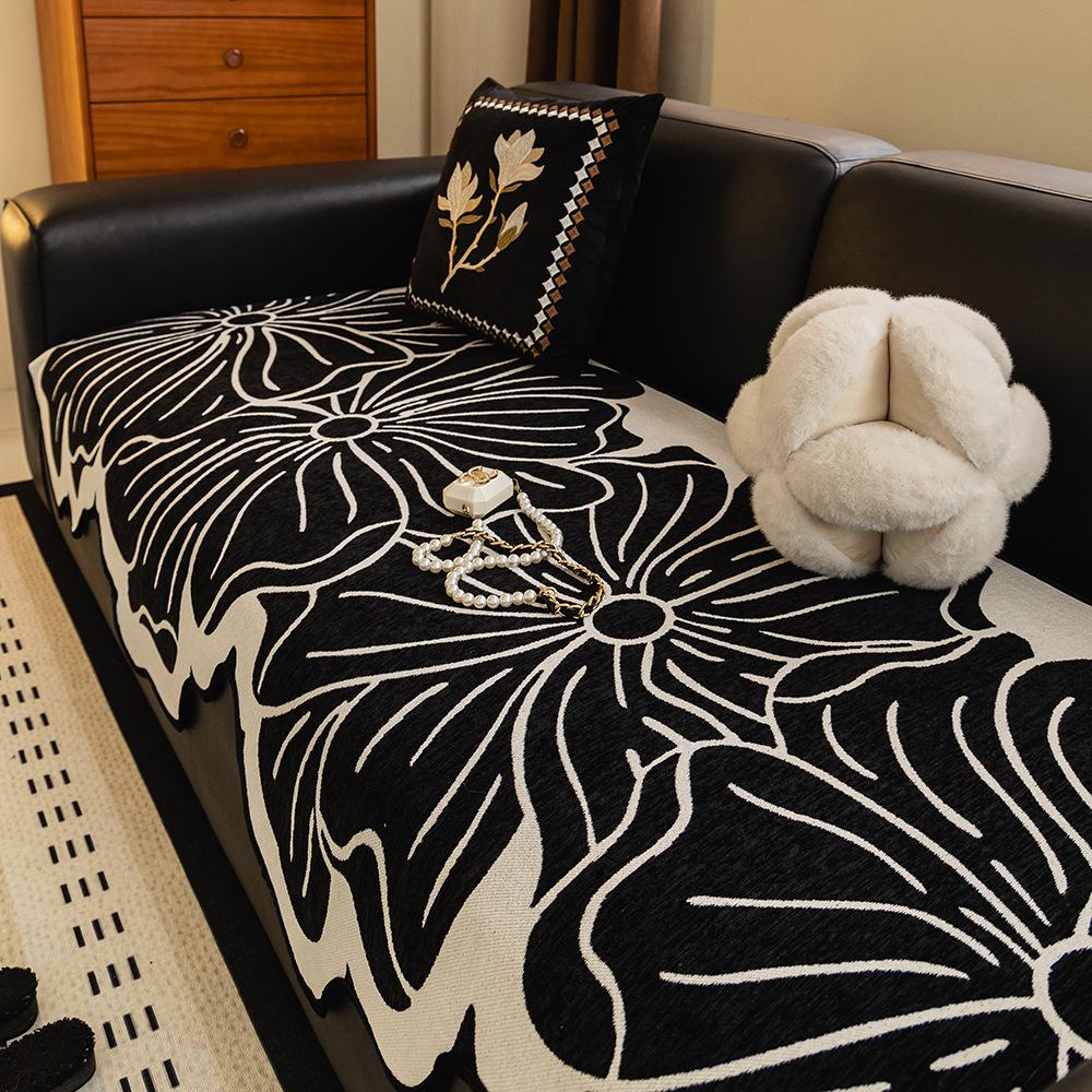 

Special-Shaped Irregular Straight Row Sofa Cushion New Four-Season Universal Sofa Seat Cushion Non-Slip Cover Cover Cloth Towel 90*70cm чёрный