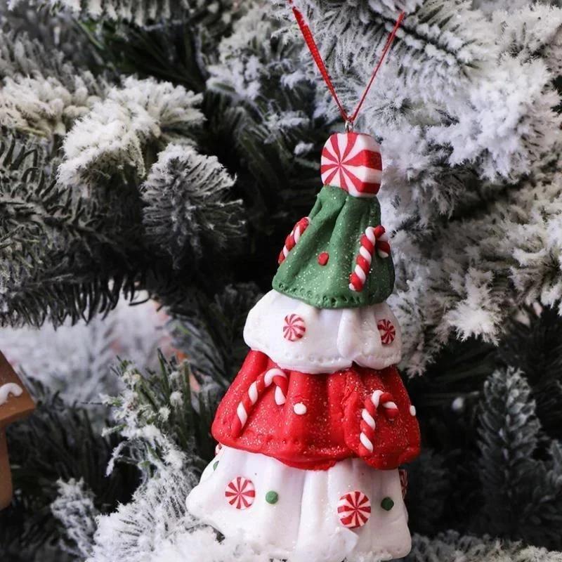 Xmas Tree Decors Christmas Soft Pottery Pendant Cute Angel Candy Tree Hangable Ornament For Indoor Outdoor Garden Yard Supplies
