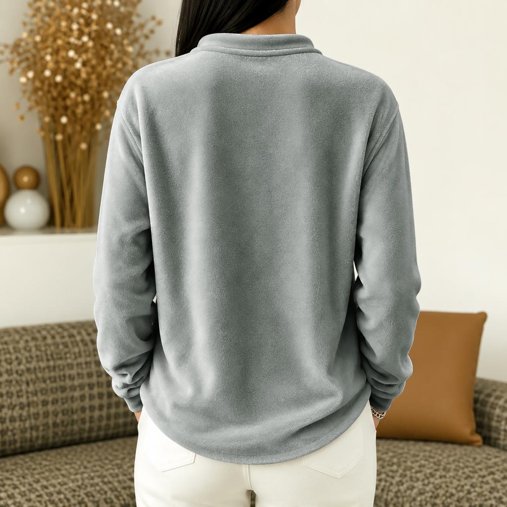 Women's Long Sleeve Velvet Zip-Up Sweatshirt with Half Stand Collar Color