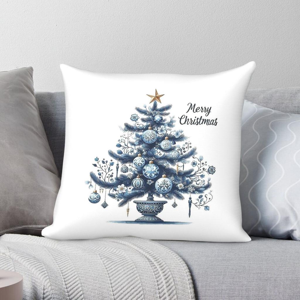Chinoiserie Christmas Ginger Jar Square Pillowcase Polyester Linen Velvet Creative Zip Decorative Room Cushion Cover
