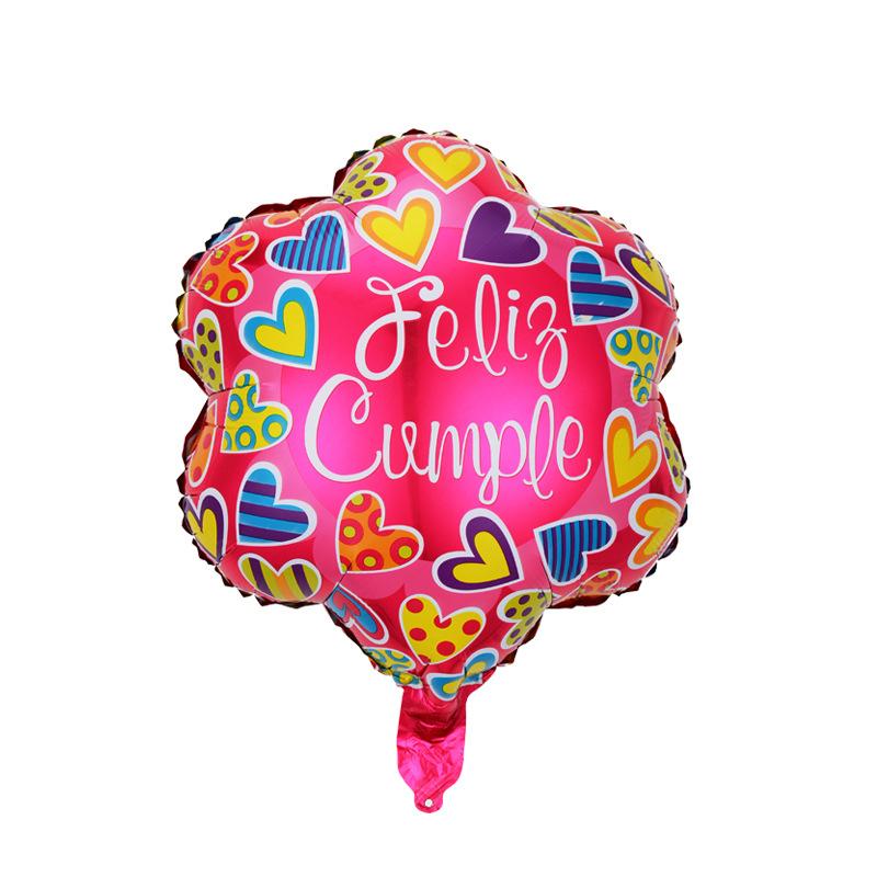 18 Inch Spanish Happy Birthday Round Aluminum Film Balloon Spanish Birthday Party Decoration Balloon