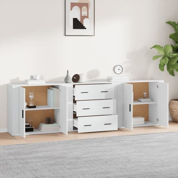 VidaXL Buffets 3 Pcs White Engineered Wood 3185399